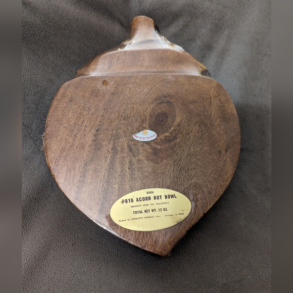 Vintage Acorn Shaped Wooden Nut Bowl Wall Hanging Home Decor - Picture 3 of 7